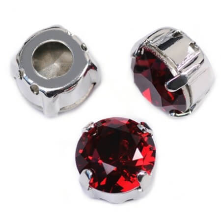 Krakovski Crystal Chaton Montee 8mm SIAM Silver Setting